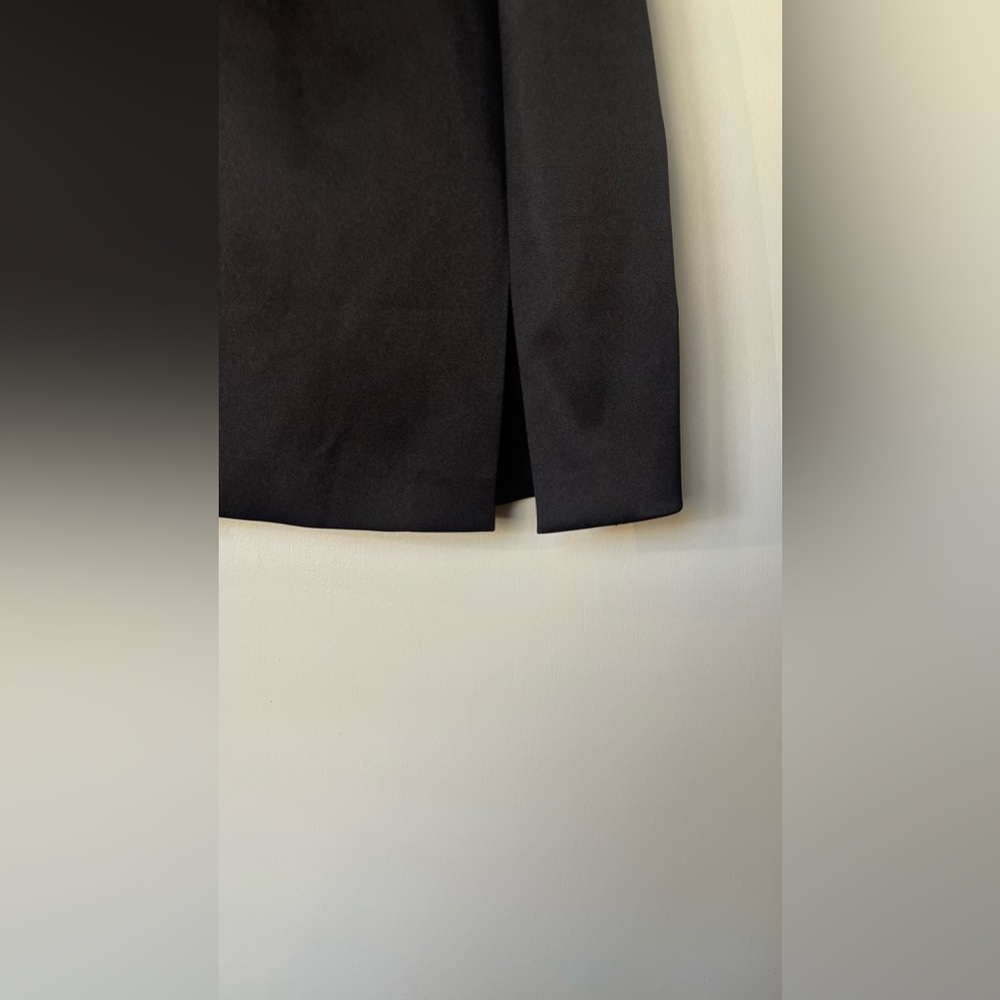 90s Black Satin Express Halter LBD Mini - Picture 3 of 11